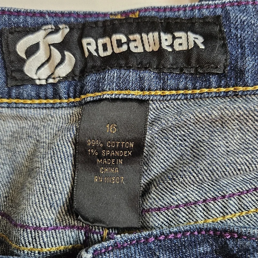 Rocawear Womens‎ Bootcut Jeans Size 16 Blue Denim Stretch Flare Y2K